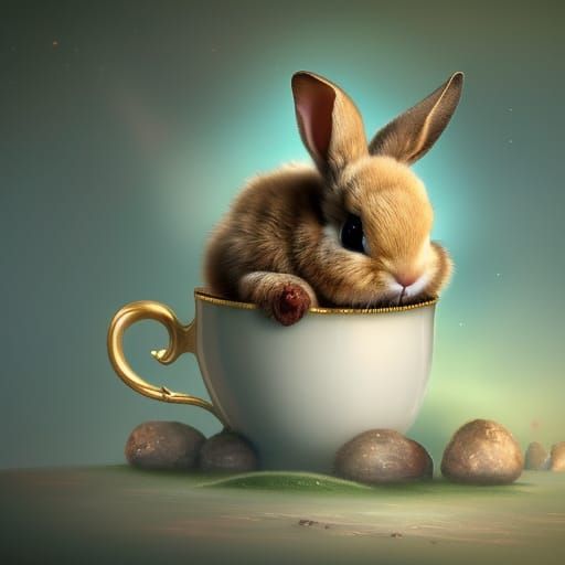 Teacup Bunny  by @Mnemomeon