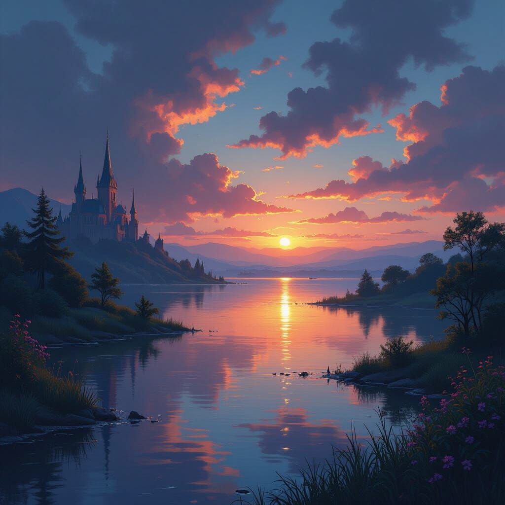 Monet Inspired Fantasy Landscape Matte Painting