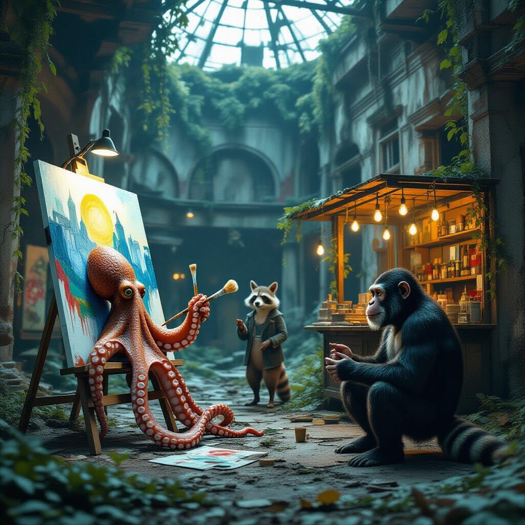 Animals Rule a Ruined City: Photorealistic Post-Apocalypse