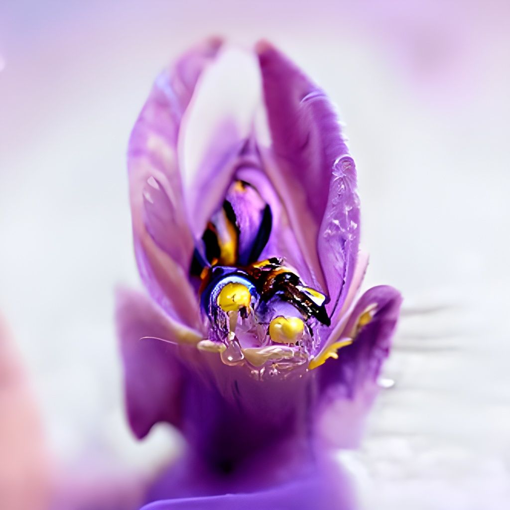 Birth of a Bee (in a Dew-Filled Iris Cradle of Pollen)