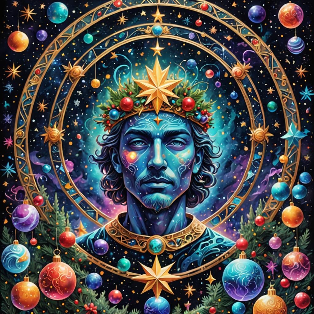 Christmas 8k resolution holographic astral cosmic illustration mixed ...