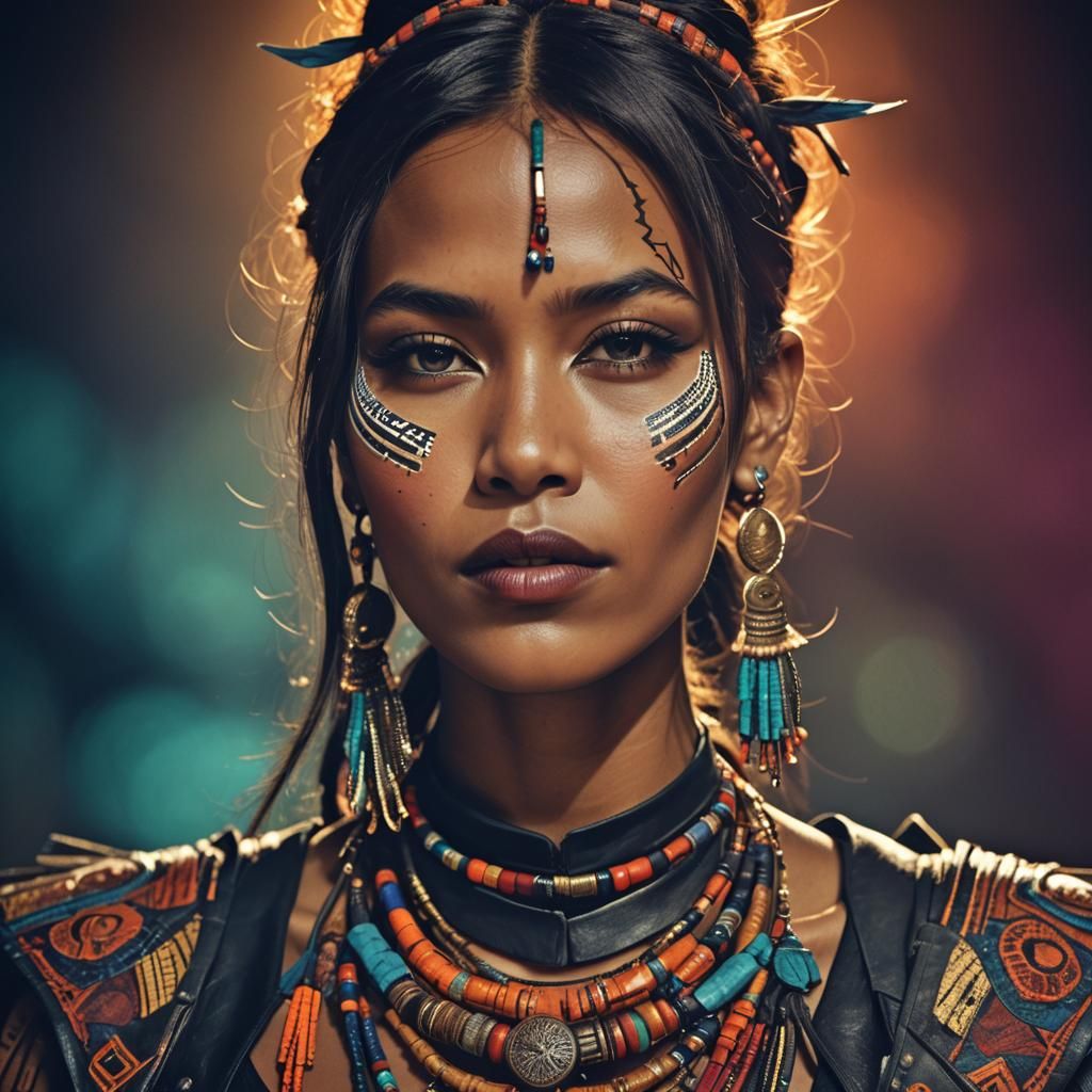 Glamorous Tribal Goddess in Bold Colors