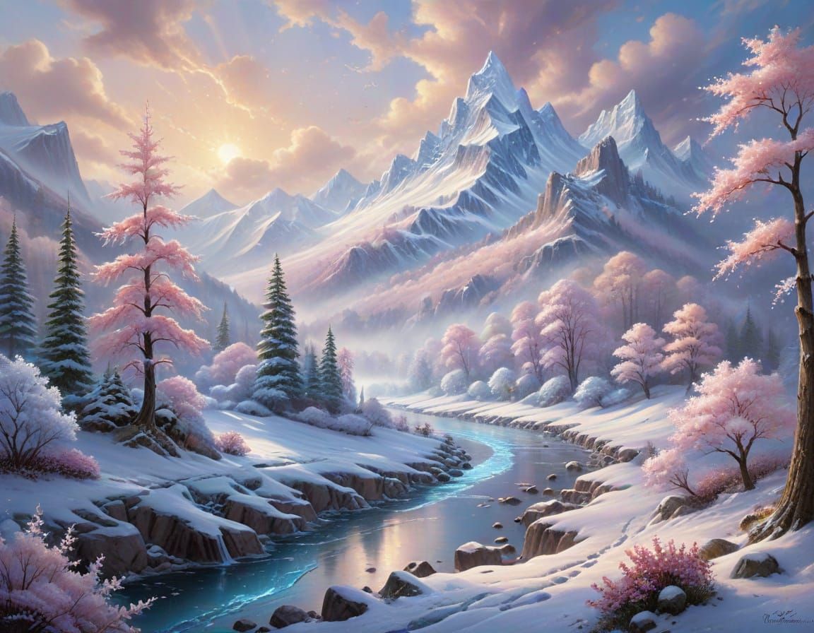 Frozen Candy Landscape with Marzipan Mountains