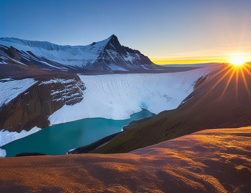 al landscape photograph in Antarctica, ice, waterfalls, suns...
