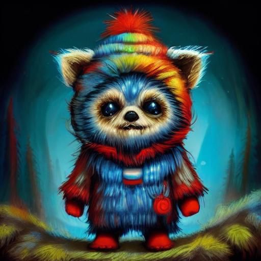 Cute and fluffy tiny baby Ewok wearing a colorful hat by Andy Kehoe and ...