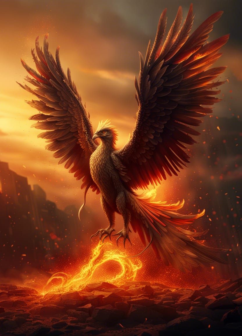 Phoenix rising from the ashes - AI Generated Artwork - NightCafe Creator