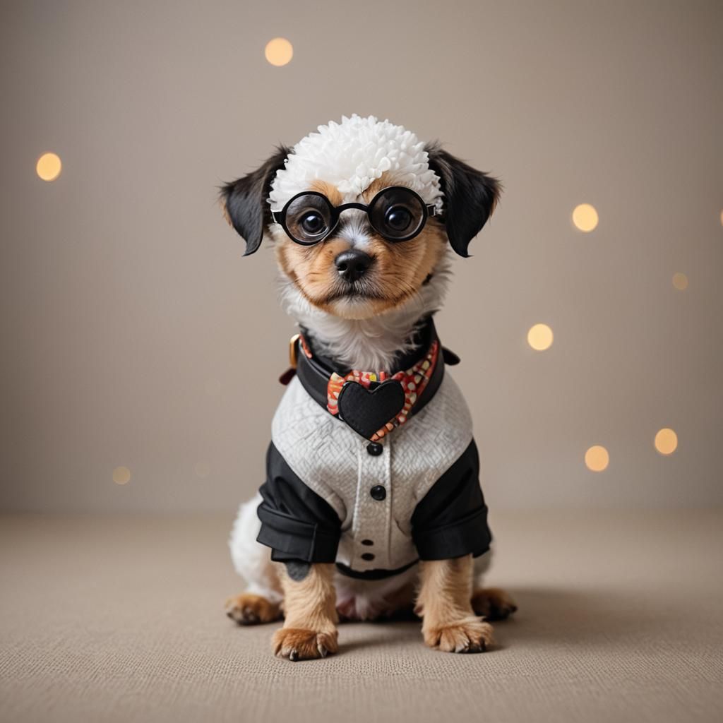 Funny baby dog with disguise
