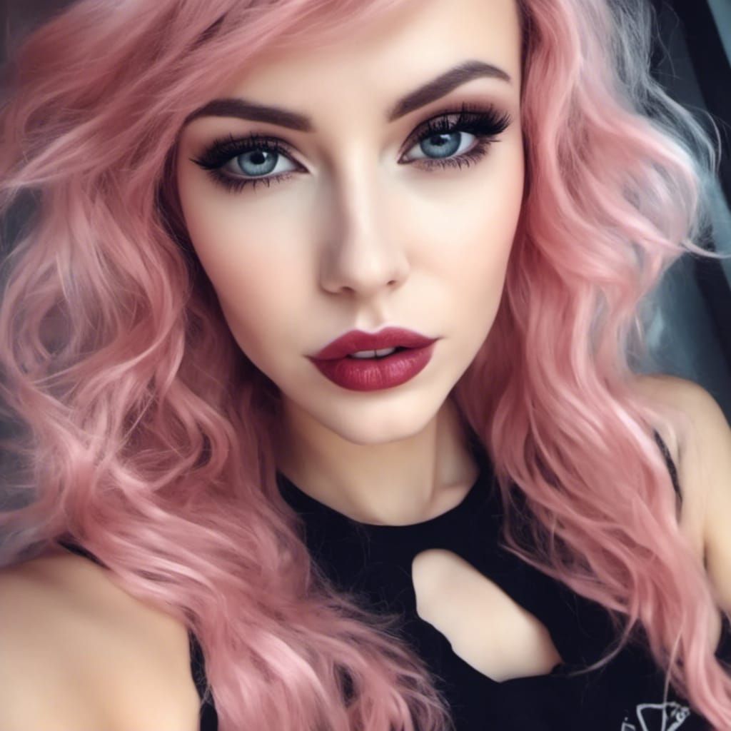 RoseTinted Vision The Beauty with Striking Eyes AI Generated Artwork