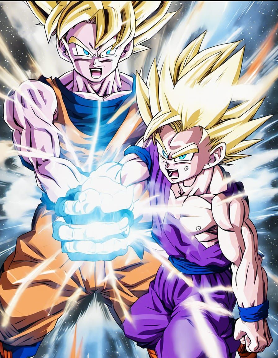 Goku and Gohan father son Kamehameha - AI Generated Artwork - NightCafe ...