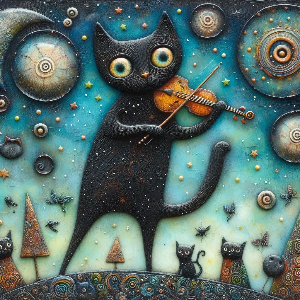 Cat playing violin