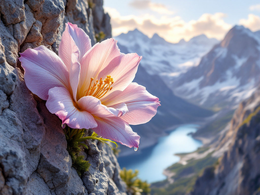 A pink flower in the Swiss Alps – MI