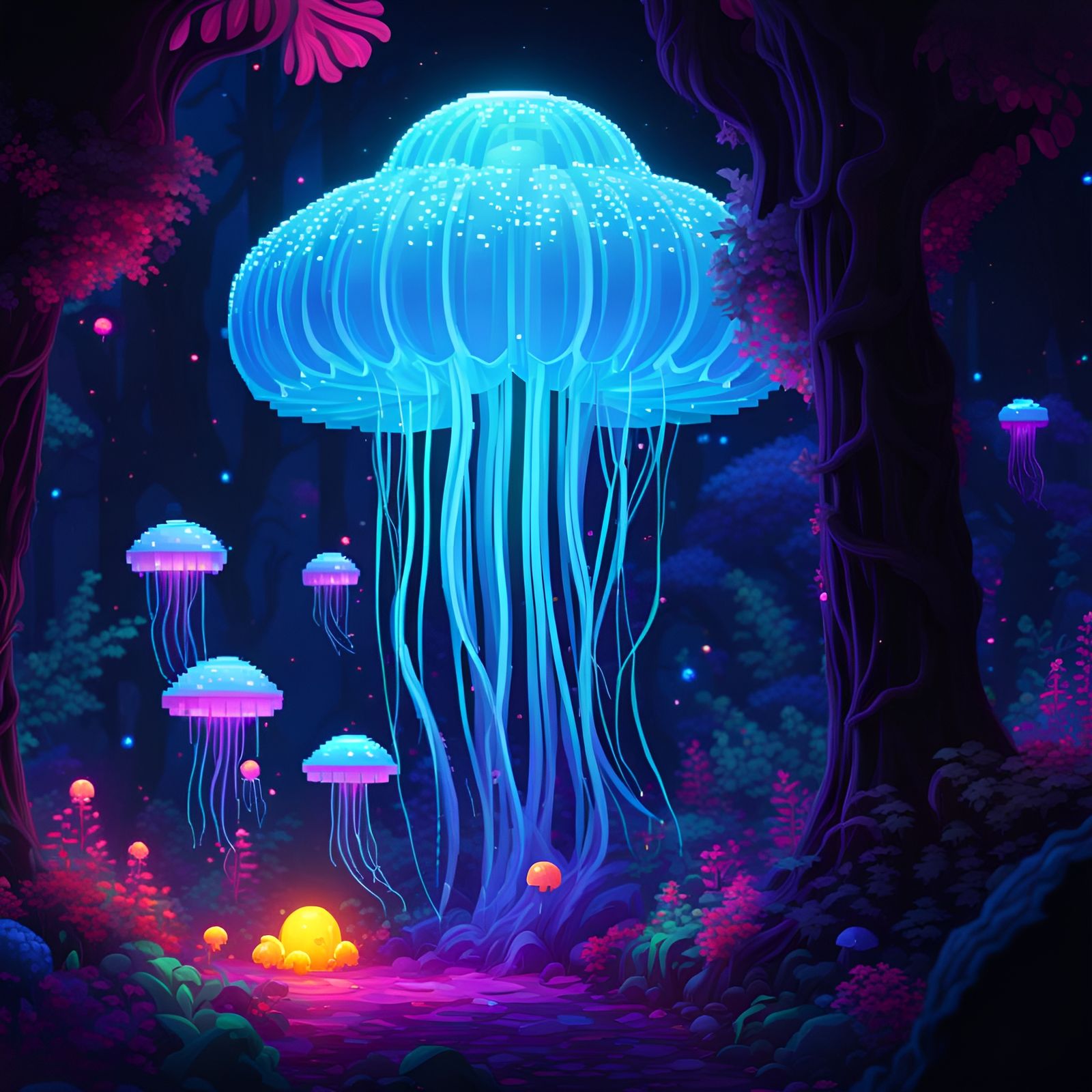 Jellyfish Family Outing - Ai Generated Artwork - Nightcafe Creator