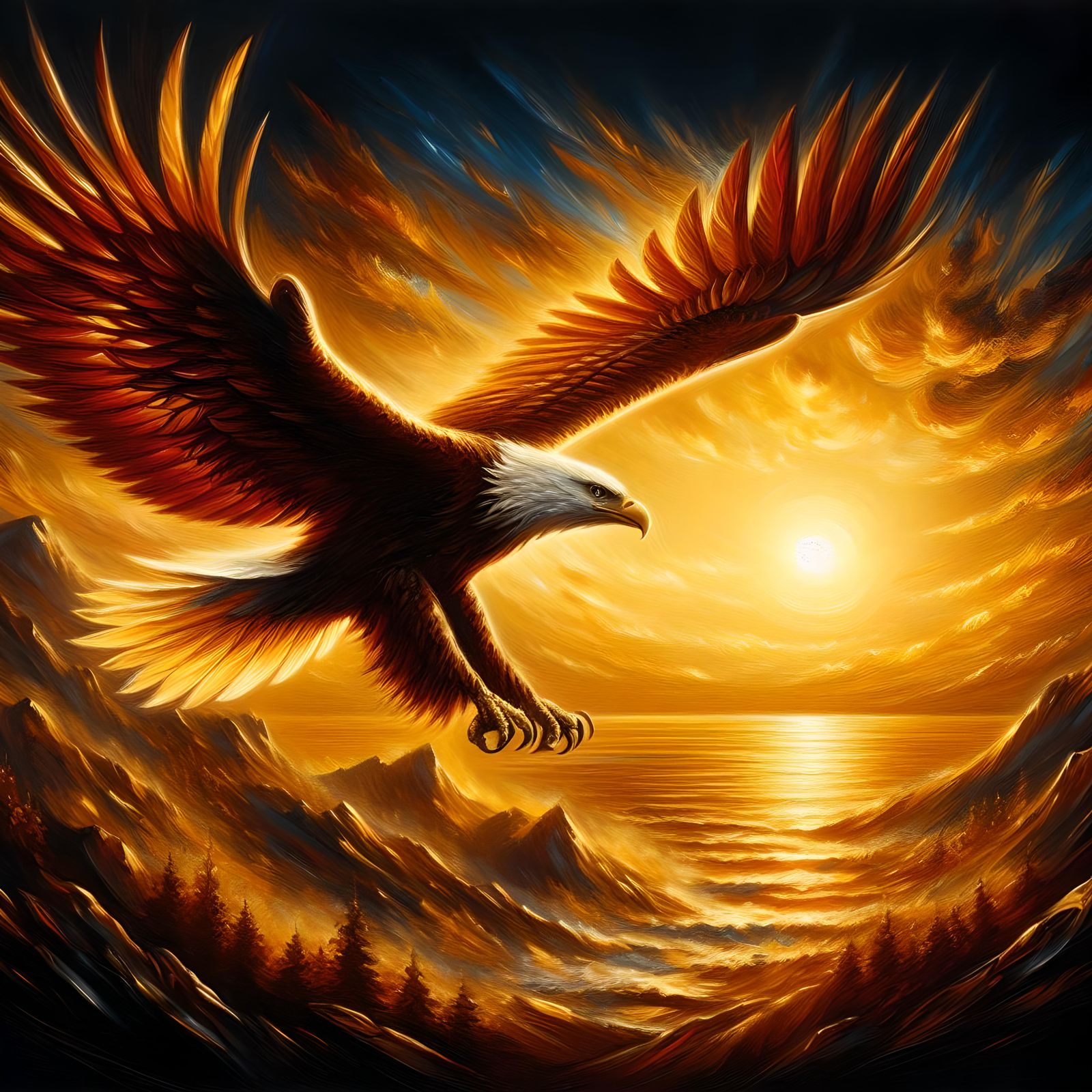 Golden Eagle in a golden sunset