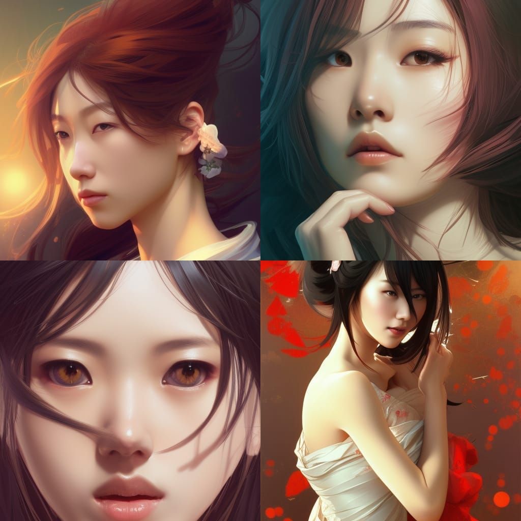 Pretty Japanese Woman. head and shoulders portrait, 8k resolution