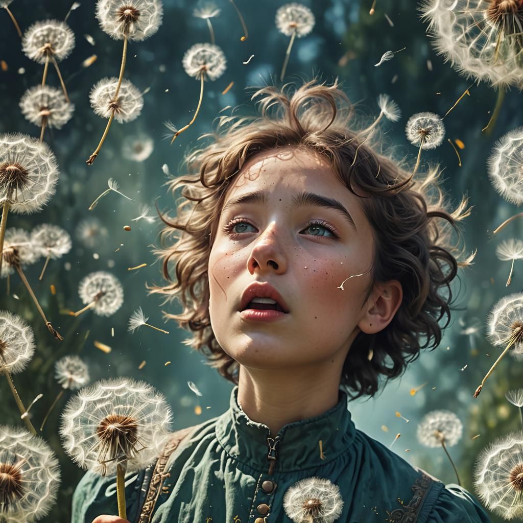 A real photo of a whimsical human with puffed cheeks and nos...