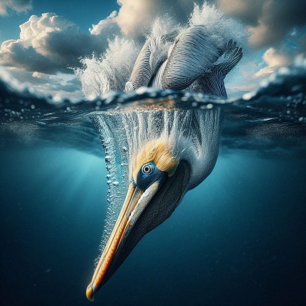 Diving Pelican