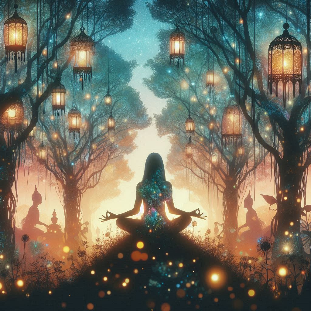 double exposure beautiful fantasy portrait landscape..