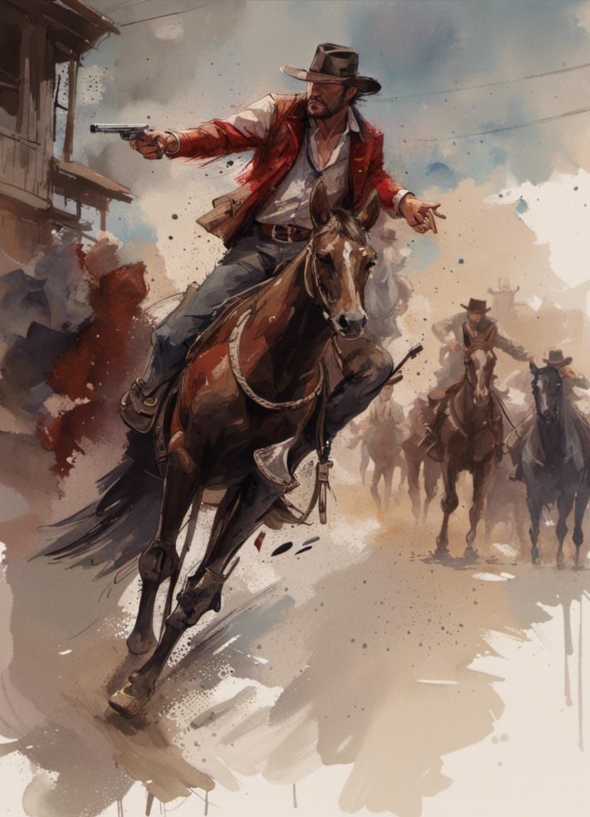 Cowboy in a shootout, video game cut  by @Kruell-Life