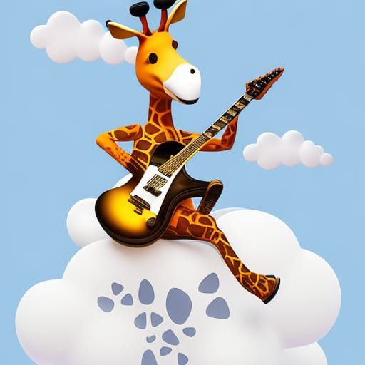 Geoffrey Giraffe Playing An Electric Guitar AI Generated Artwork