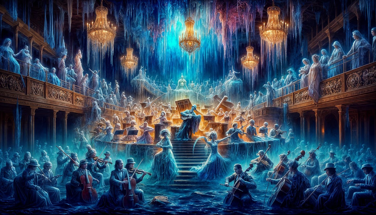 Ghost orchestra in Titanic's grand room