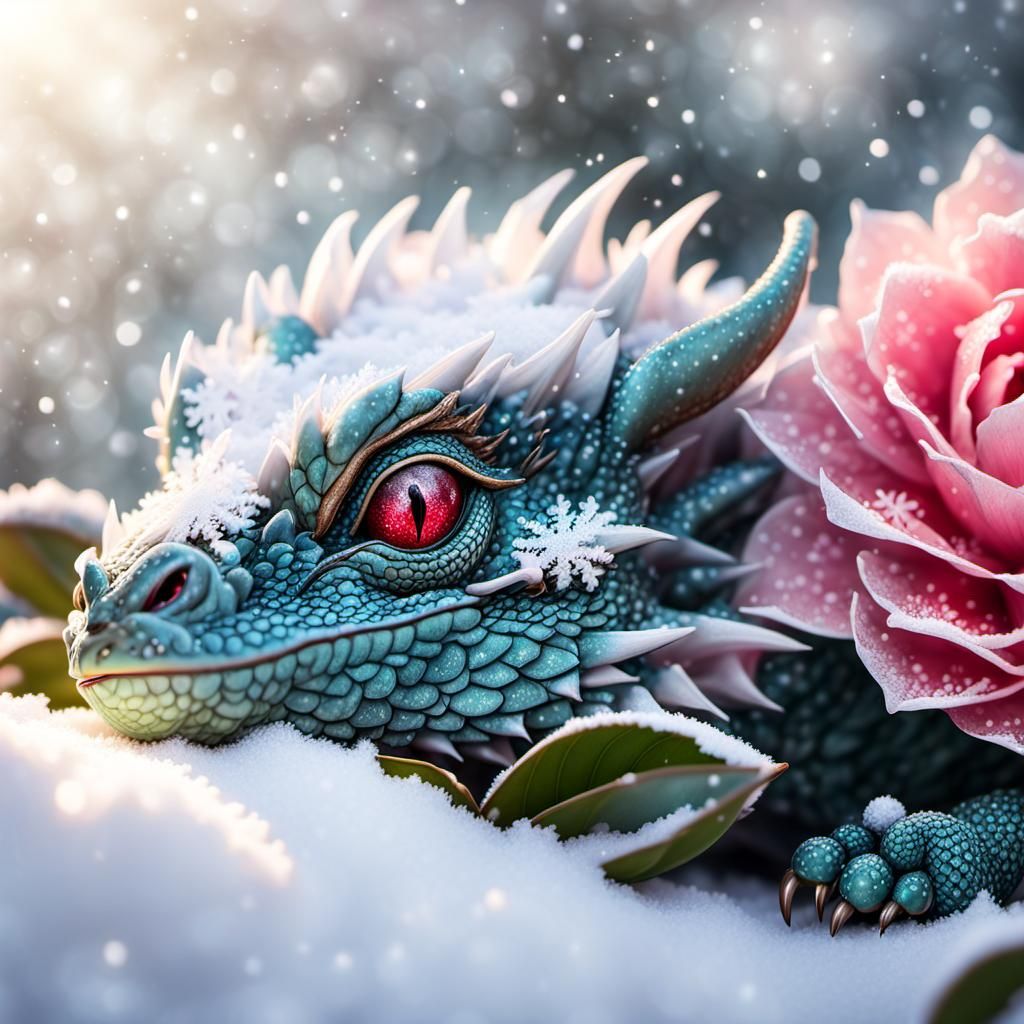 Beautiful snow dragon  by @Lilsilverfish
