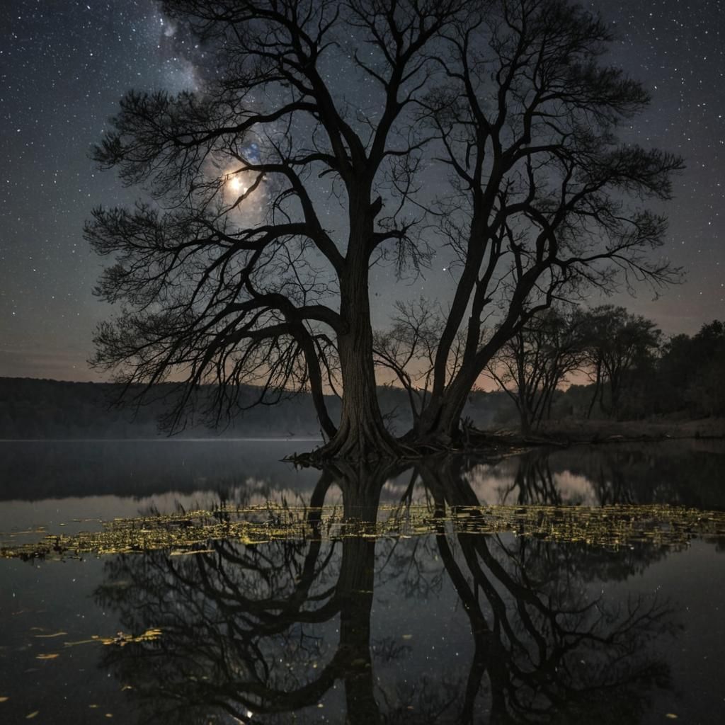 Bronze Lady with Sword in Mystical Forest
