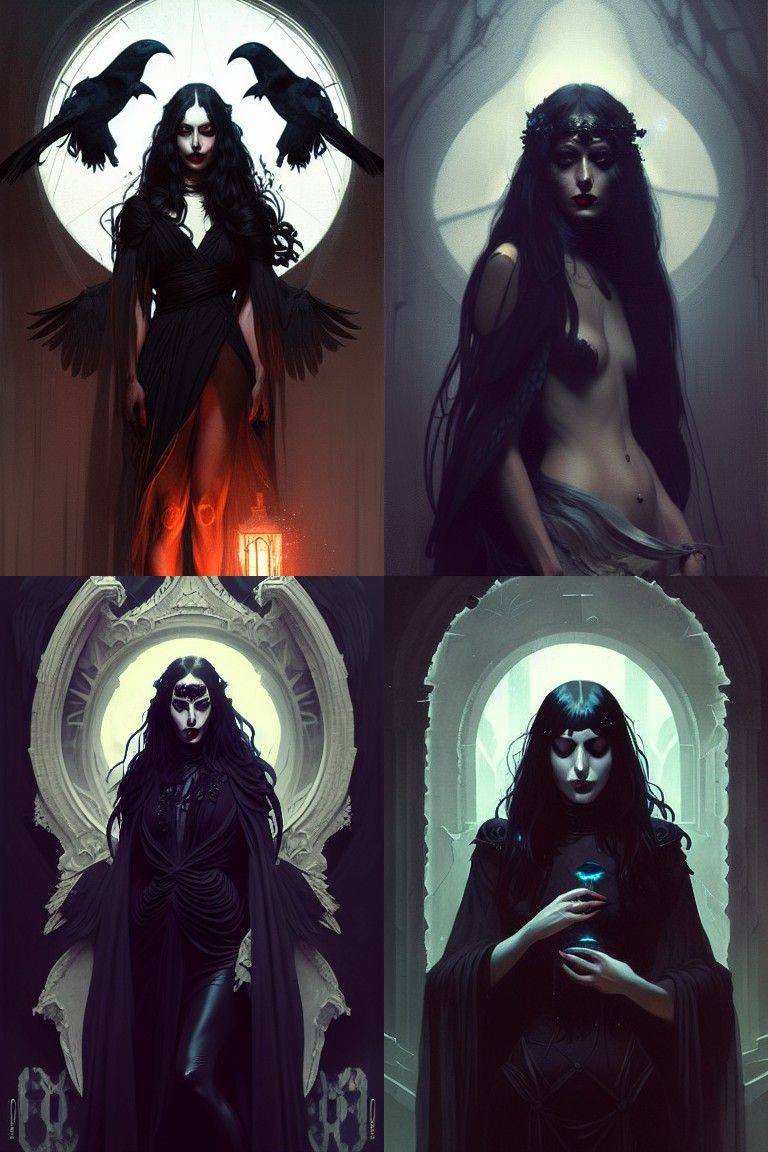 The Raven Queen Bargain sinister by Greg Rutkowski head and ...