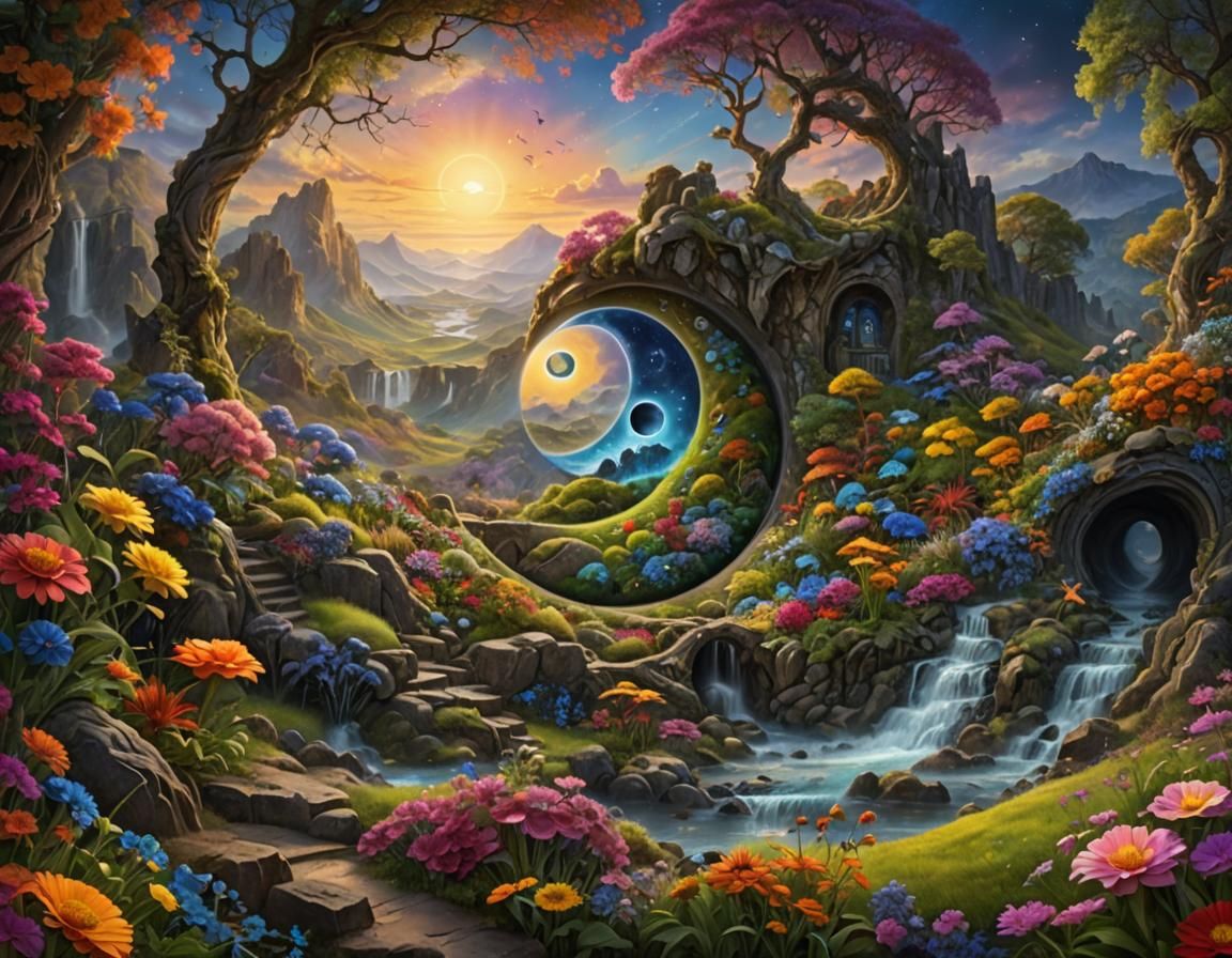 Imagine a digital matte painting capturing the essence of Yi...