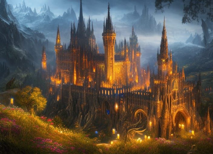 detailed beautiful baroque gothic castle