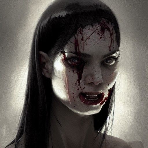 Hyper realistic portrait of a woman with black hair, and ext...