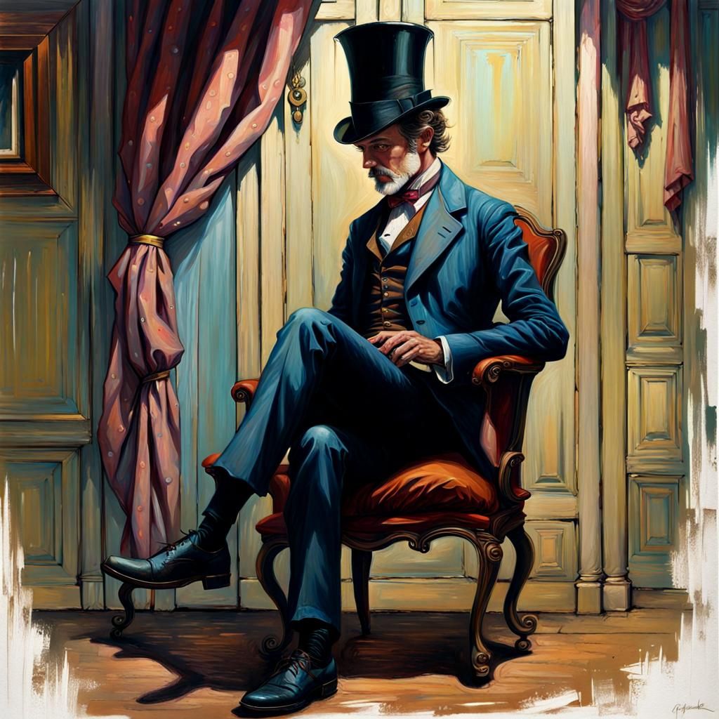 Victorian Gentleman. Greg Rutkowski split-complementary colo...