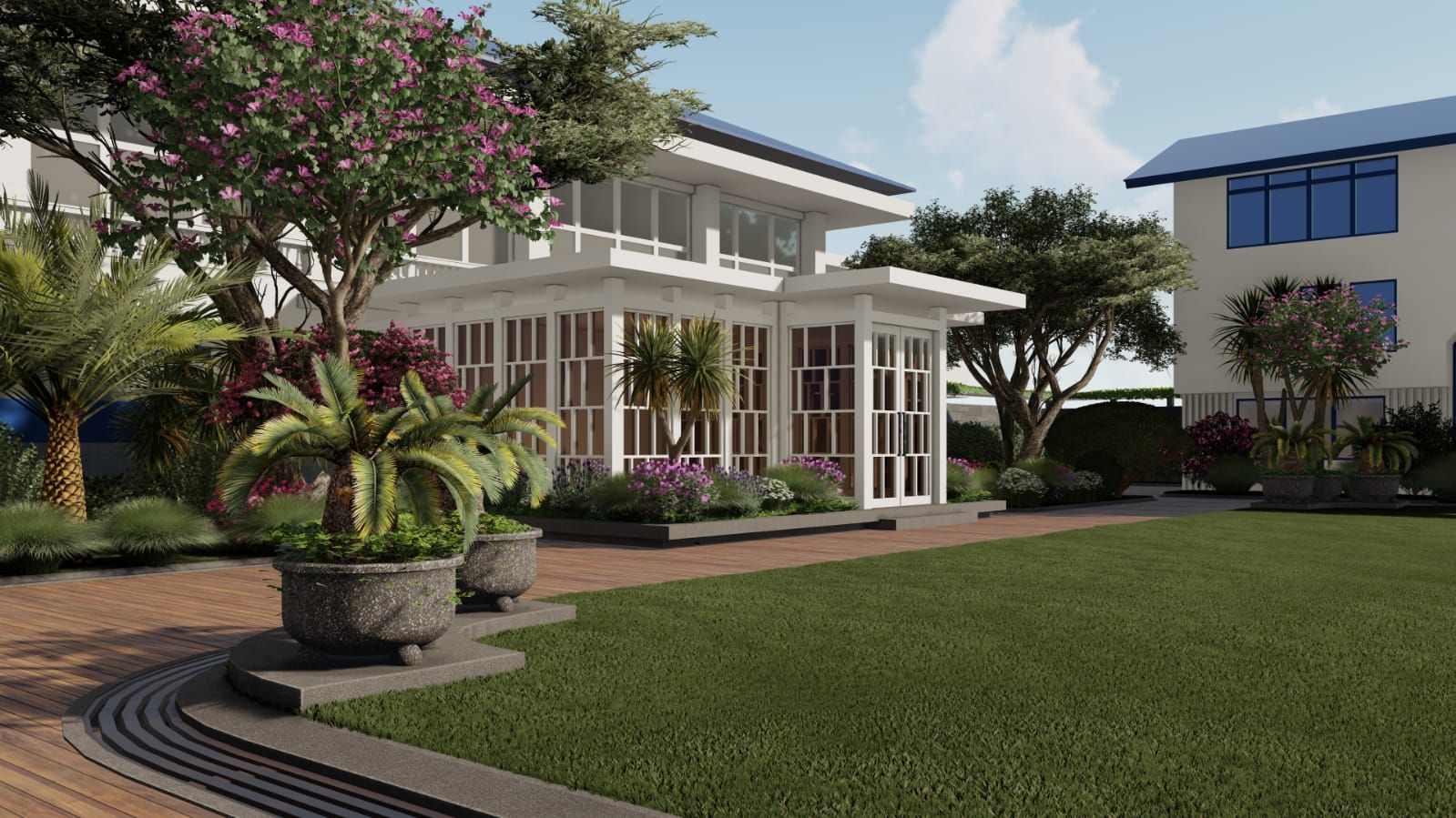 Taman berbunga-bunga warna warni