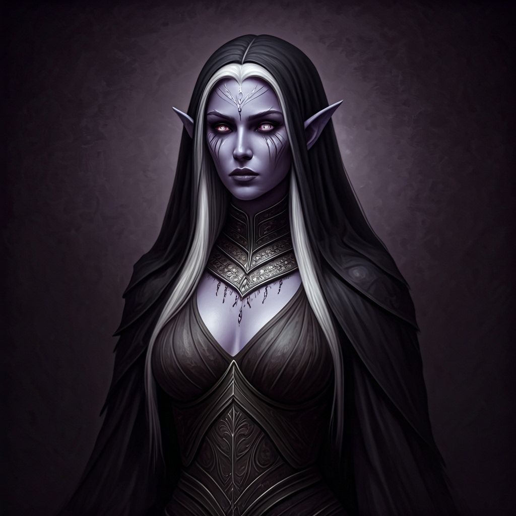 Muirith, owner of the "Silence of Whispers" tavern, is a drow woman whose presence commands attention, though she rarely speaks. Her skin, a...