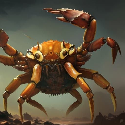 Weird War fantasy giant crab with cannon mounted on its back - AI ...