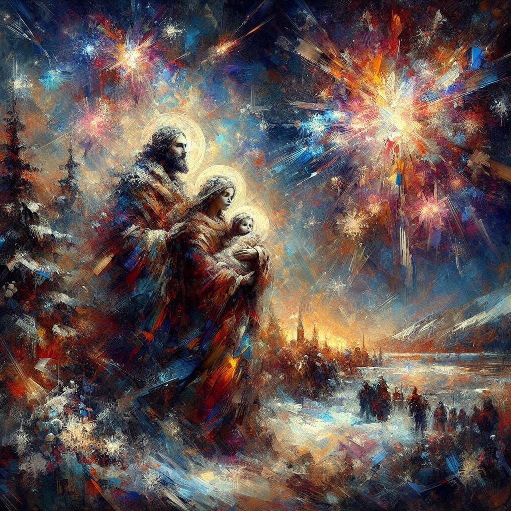 The Holy Family in Christmas Night (Expressionism)