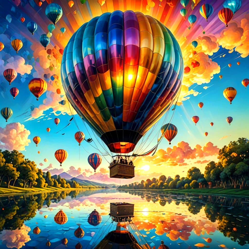 Rainbow hot air balloon 1.  by @undefined