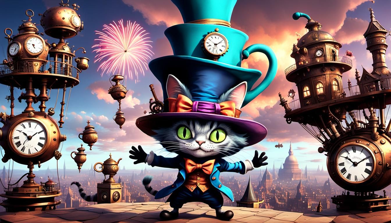 Cheshire Cat visits Steampunk London - AI Generated Artwork - NightCafe ...