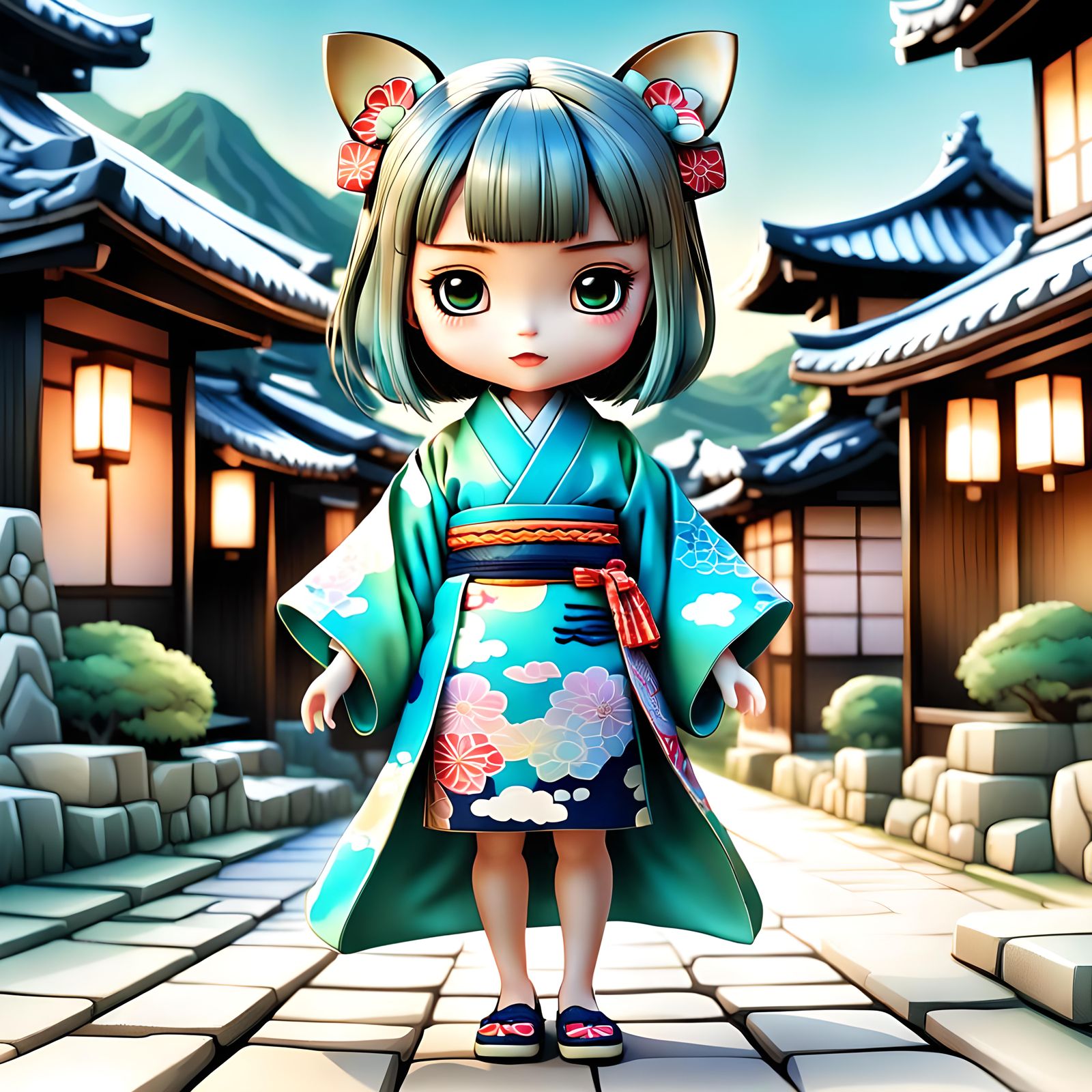 Manga with Luminescent Color Scheme, piel de ceramic, a chib...