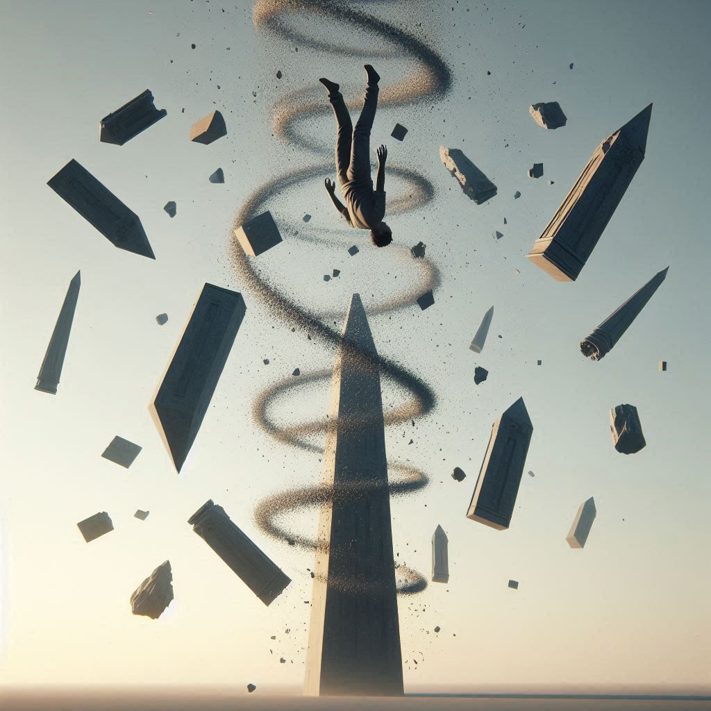 Falling towards magic obelisk   by @David Myers