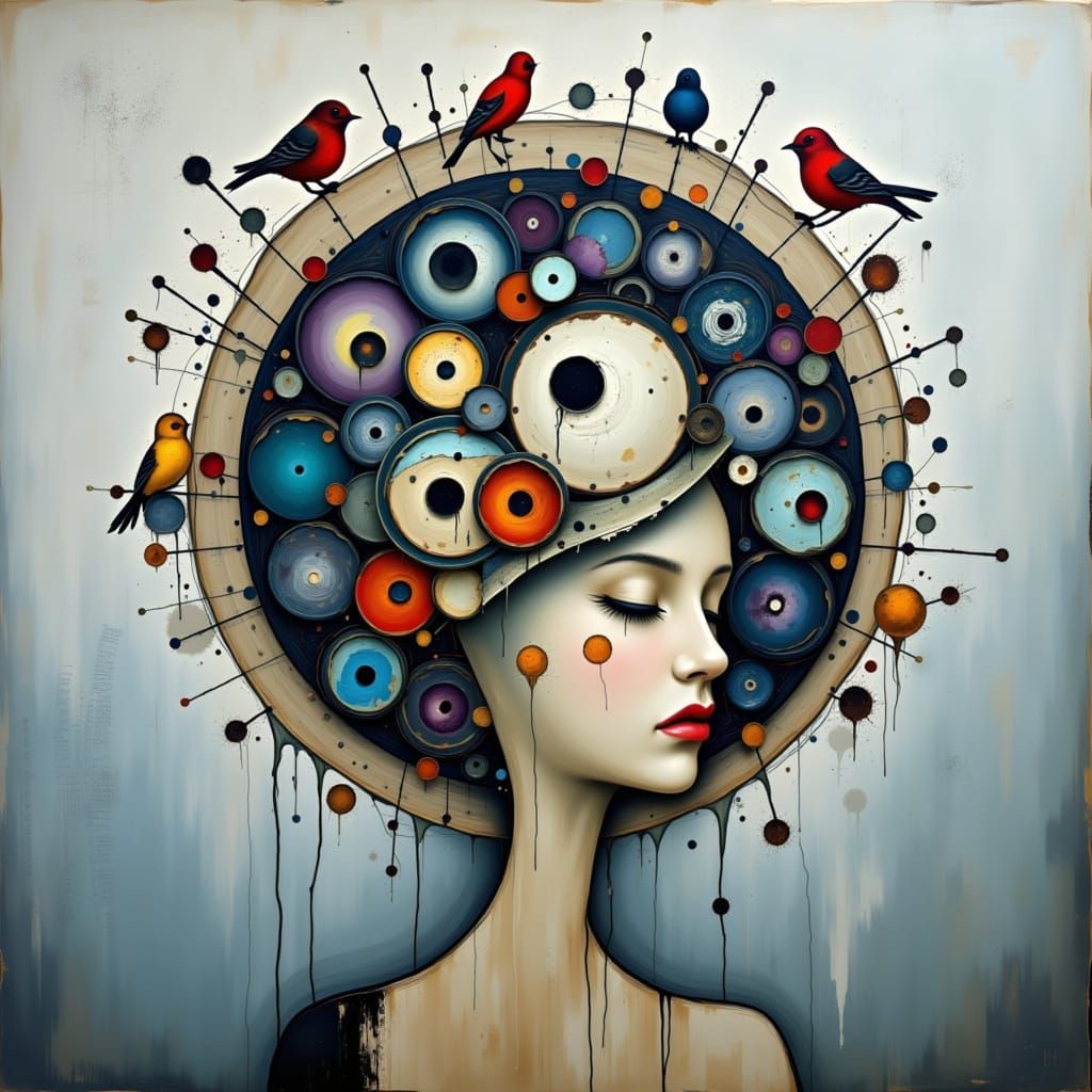 Surreal Portrait (blue flowers) II