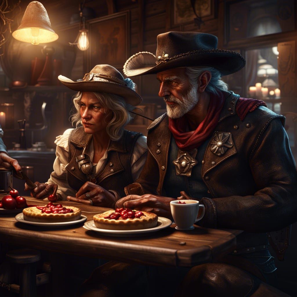 cowboy and cowgirl having desert