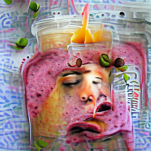 Waking up in a smoothie mixed media
