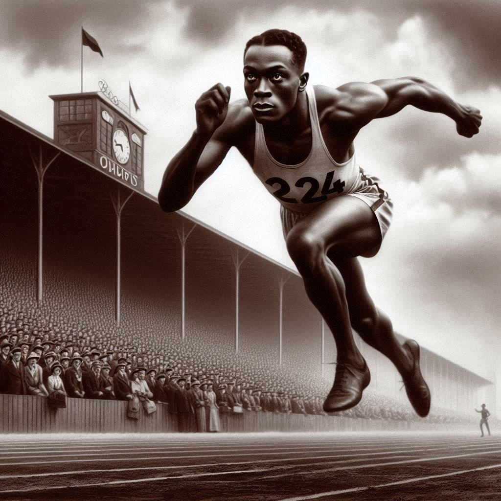 Jesse Owens in the 1936 Olympics in Germany