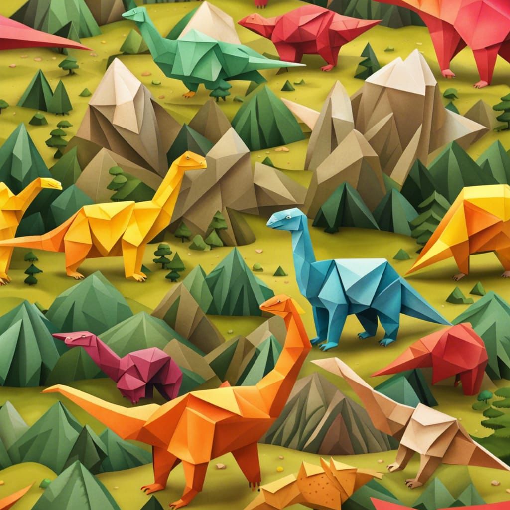 Origami Dinosaurs   by @IMO