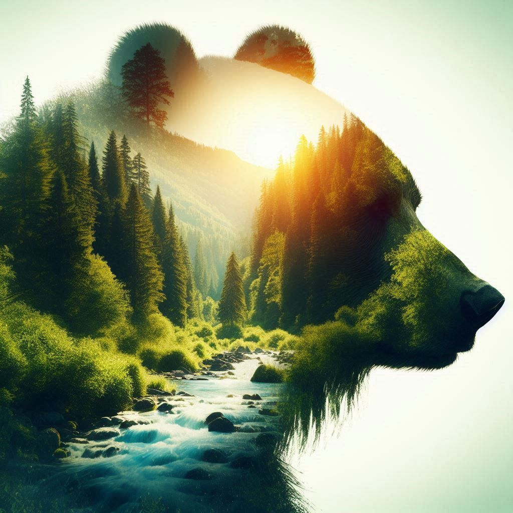 double exposure beautiful fantasy portrait landscape..