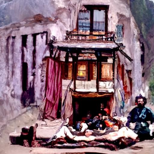 An Opium Den in 1860 San Francisco as painted in watercolor ...