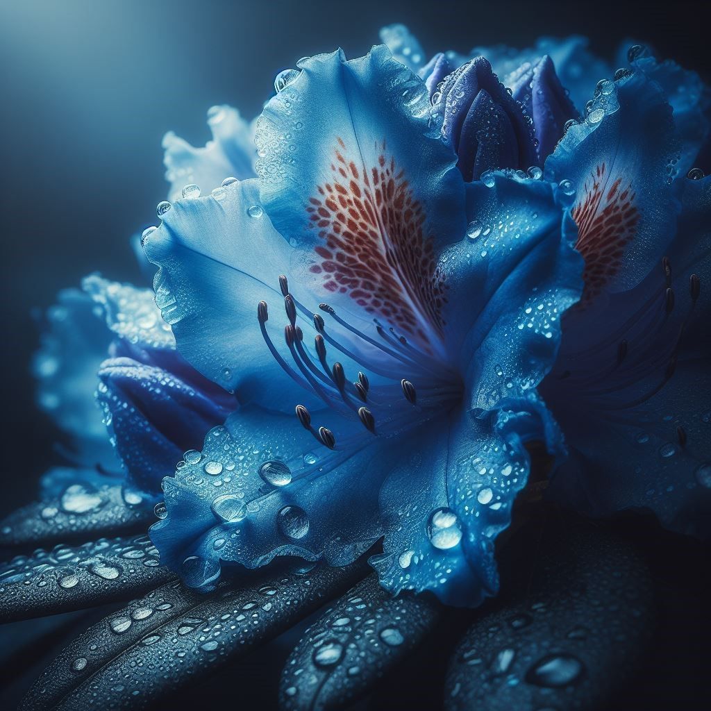Droplets on Blue Flower