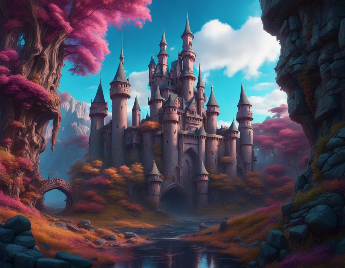 Psychedelic fantasy castle detailed matte painting, deep color ...
