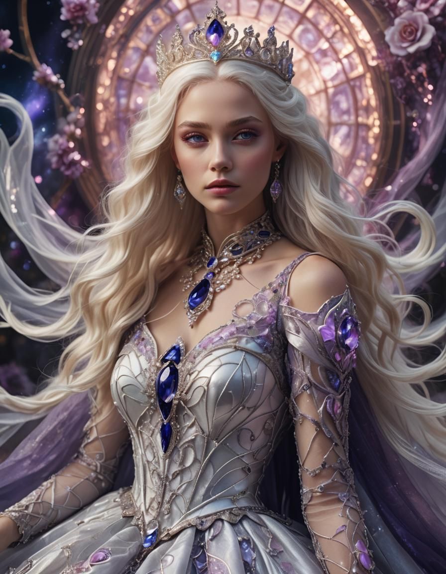 Beautiful Blonde Queen in Digital Matte Painting