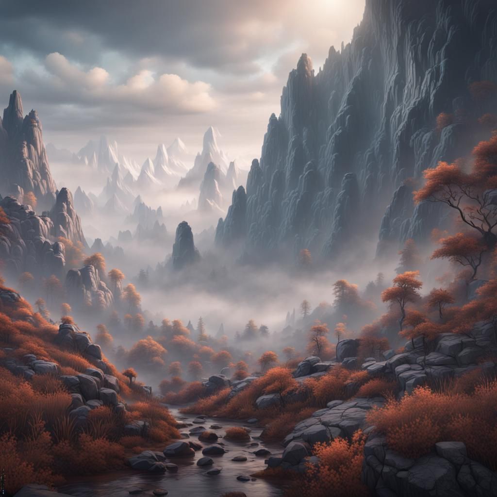 Misty Mountain Landscape ⛰️🏔️ : r/aiArt